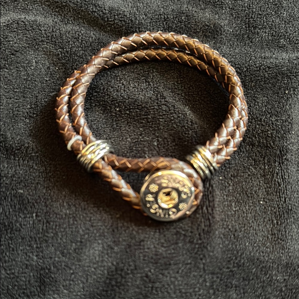 Brown Braided Leather Bracelet